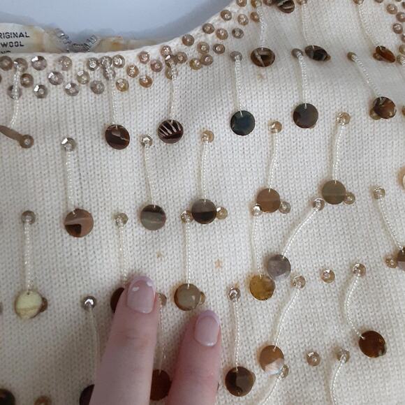 Vintage 1960s A Maxime Original 100% Wool Beaded Evening Volup Top Gypsy Fringe - Picture 10 of 15